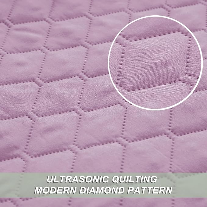 Exclusivo Mezcla Reversible Twin Quilt Bedding Set, Lilac | Lightweight - Image 4