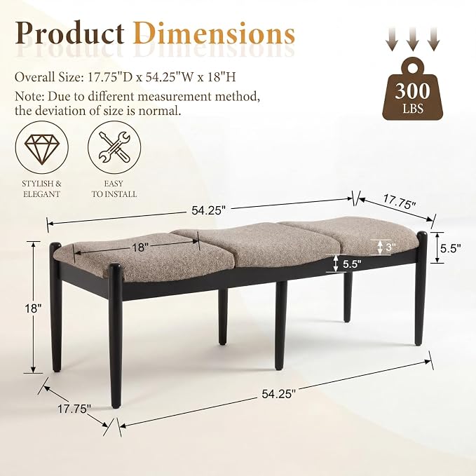 Modern Bedroom End of Bed Bench, Upholstered Entryway Bench Bed Ottoman Bench - Image 2