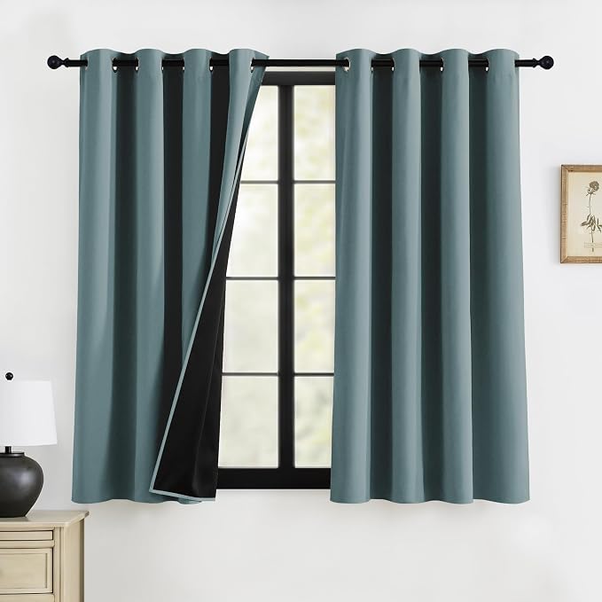 RYB HOME 100% Blackout Curtains 63 inches Length, Thermal Insulated | Total by RYBHOME