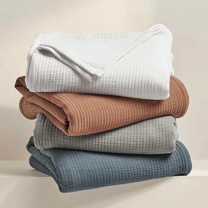 EVERGRACEHOME Cotton Gauze Matelassé Coverlet, Queen Size, Fog Gray | Ultra - Image 6