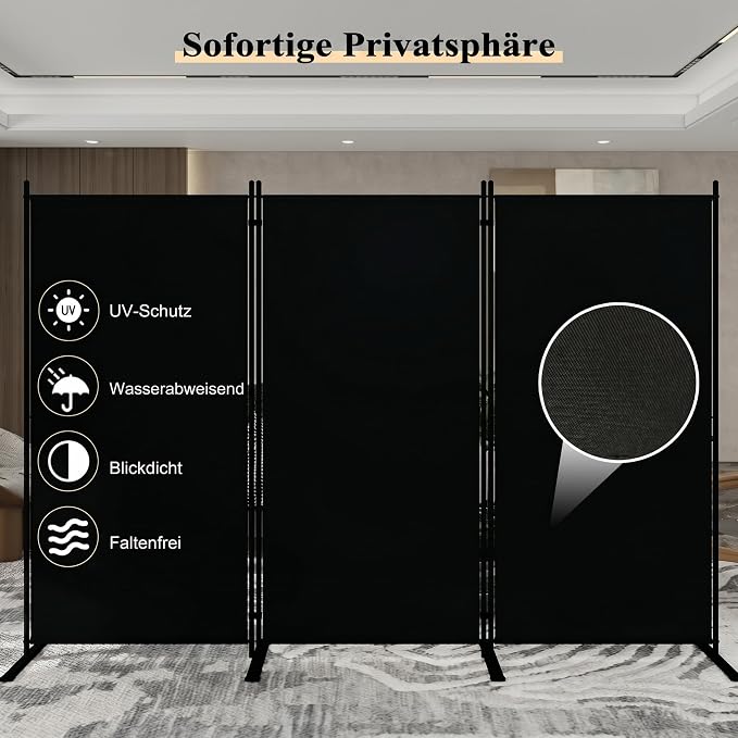 T&Jero 3-Panel Folding Room Divider, 6ft Tall Portable Privacy Screen Wall - Image 3