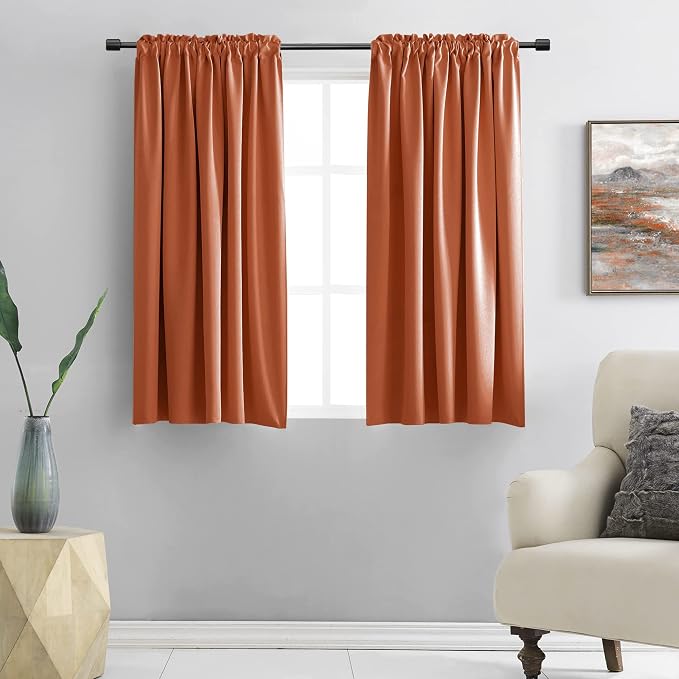 Burnt Orange Blackout Curtain Drapes by DONREN