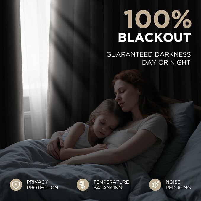 Joydeco 100% Blackout Curtains Velvet Black Out Curtain 108 Inch Drapes | - Image 4