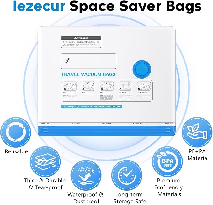 12 Pack Vacuum Storage Bags for Travel - Image 7