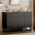 Modern Chest of Drawers with 6 Drawers,Deep Drawers,Clothes Organizer,Large Storage Cabinet for Living Room, Bedroom,Hallway,with Anti-Tipping Device,Black