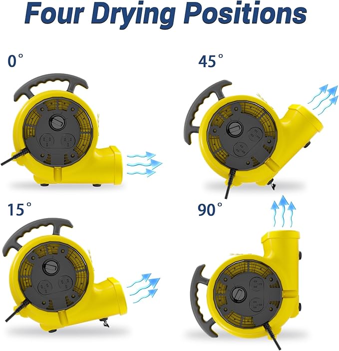 BSMTEK Air Mover Blower Fan, Industrial 1/2HP 2500CFM Monster Floor Blower Carpet Dryers - 3 Speeds, 4 Adjustable Angles, 15FT Long Cord, Stackable - 2026 Upgraded