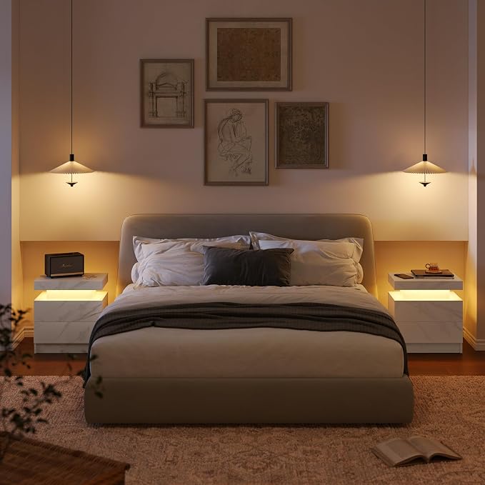 Modern White LED Nightstand for Bedroom Bedside Table - Image 6