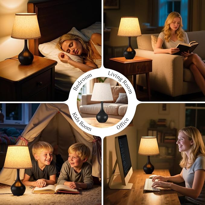 16.1" Touch Table Lamp for Nightstand, Dimmable Small Bedroom Lamp Set of 2 | - Image 6