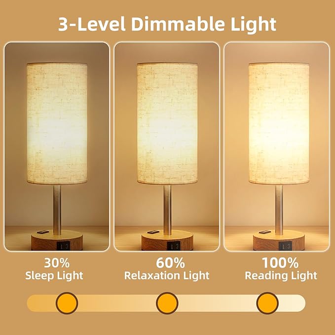 2-Pack Table Lamps, High-Sensitivity Touch, 3-Level Dimmable Bedside Lamp - Image 3
