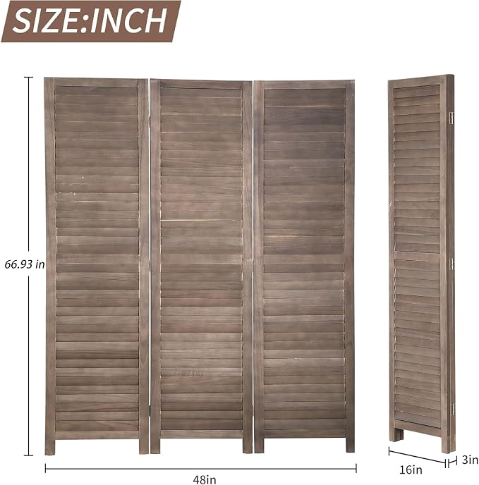 BLKMTY Room Divider 3 Panel Privacy Screen Folding Screen Tall Wood Screen - Image 2