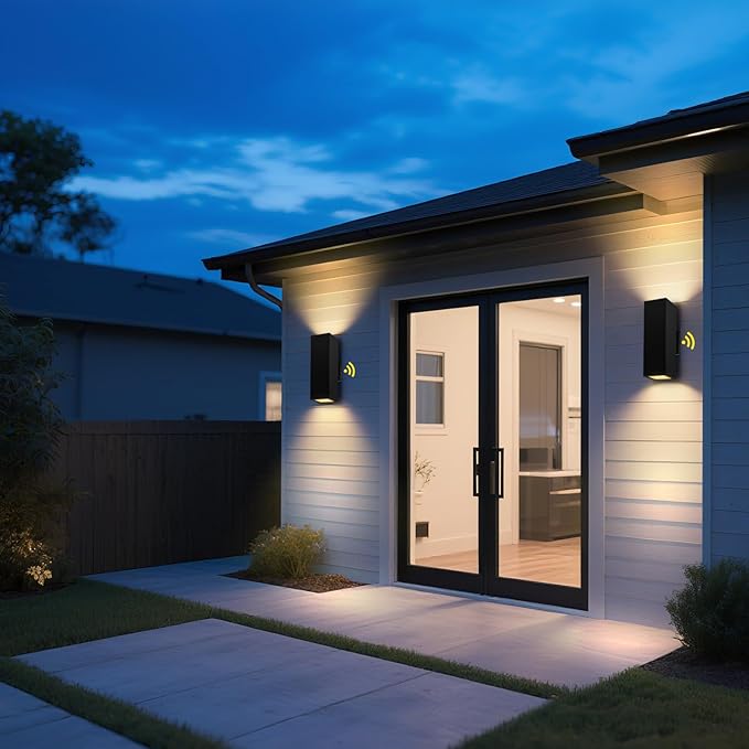 MZLITI Outdoor Light Fixture Dusk to Dawn 2 Pack, Matte Black Modern Porch Light IP65, 3000K LED Bulbs Exterior Lighting Fixtures Outdoor Wall Lights for House, Garage Front Door