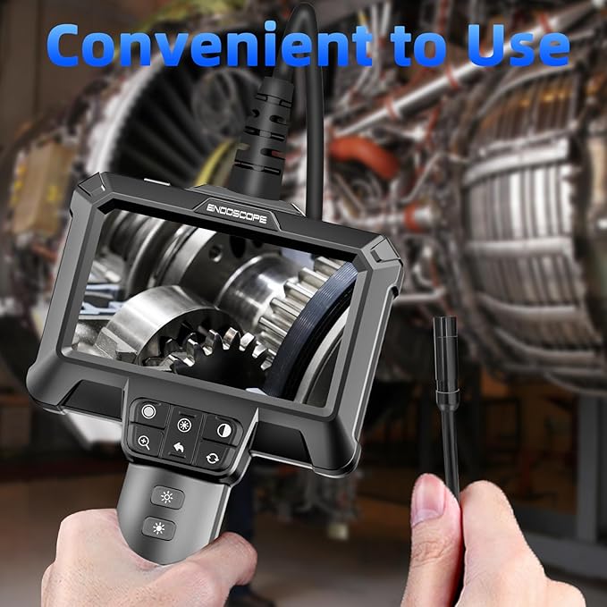 WINWEND Endoscope Camera with Light - IP67 Waterproof Borescope Camera with 8 Adjustable LED Lights | 4.3" LCD Screen Borescope | HD 1080P Inspection Cameras with 16.5ft Semi-Rigid Cord Tools for Men
