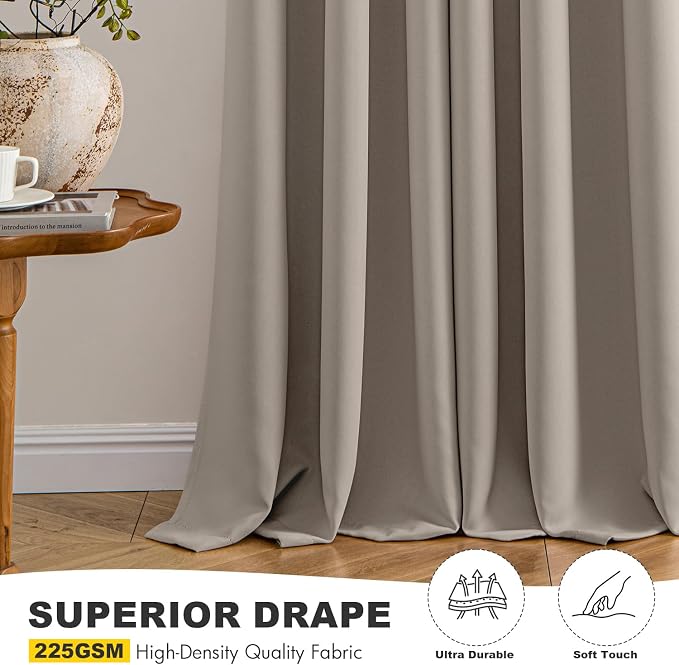 MIULEE Blackout Curtains for Bedroom 2 Panels 40 x 63 Inch Long Stone | Thermal - Image 5