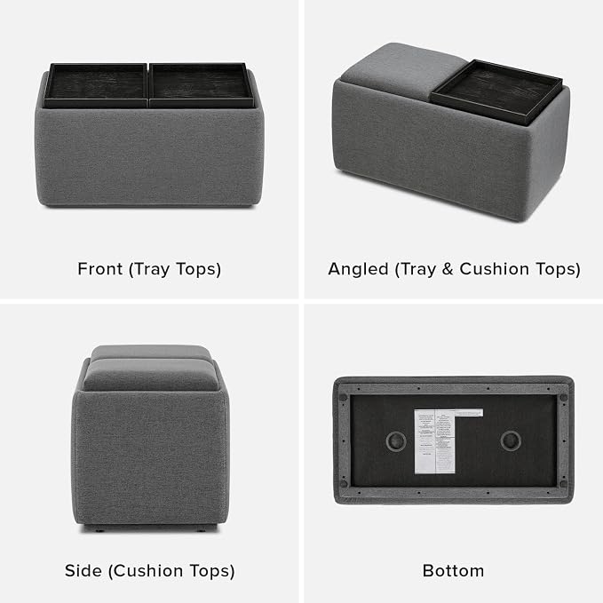 mopio Levi Storage Bench with Reversible Tray, Modern Storage Coffee Table - Image 8