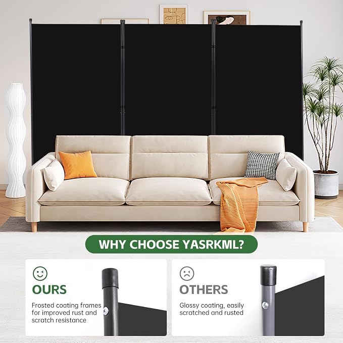3 Panel Folding Room Divider, Sturdy Frame Freestanding Wall Divider | - Image 2
