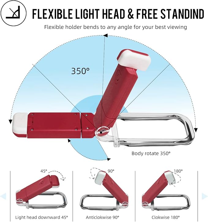 EGWASER Book Light for Reading in Bed, USB Rechargeable Clip on Book Lights - Image 4