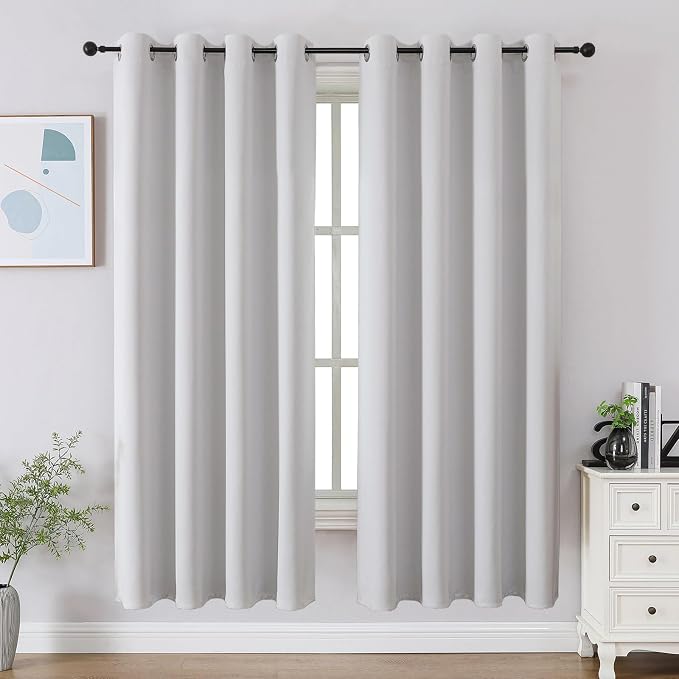 CUCRAF Blackout Curtains 63 inch Length 2 Panels Set, Room Darkening Drapes by CUCRAF