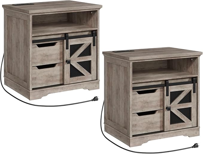 Farmhouse End Table Set of 2, Sofa Side Table by RALGEND