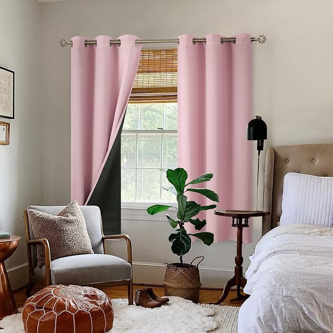 BGment Baby Pink 100% Blackout Curtains - Image 2