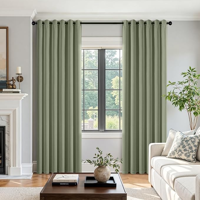 Sage Green Blackout Curtains for Bedroom Living Room W40 x L84 Inch | 84 Inch - Image 5
