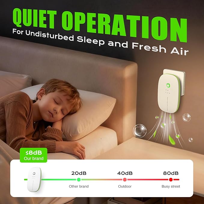 Cat Litter Deodorizer 99% Ozone Odor Eliminator Negative Ion 2-IN-1, Plug In Ionic Air Purifier Filter-free Quiet Portable for Home, Pets, Kitchen, Toilet, Wardrobe, Shoe, Garage Room