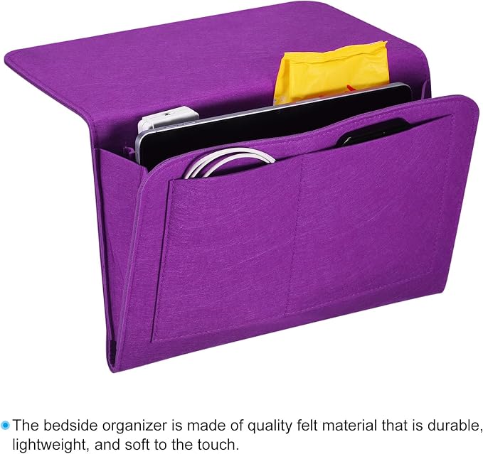 PATIKIL 13in Bedside Caddy, Bed Caddy Bedside Organizer Hanging 5 Pocket Soft - Image 4