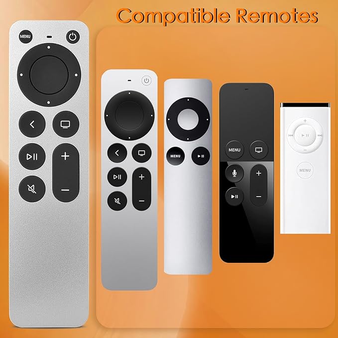 Replacement Remote Control for All Apple TVs: for Apple 4K/ Gen 1 2 3 4/ HD A2169 A1842 A1625 A1427 A1469 A1378 A1218 with TV Control Function