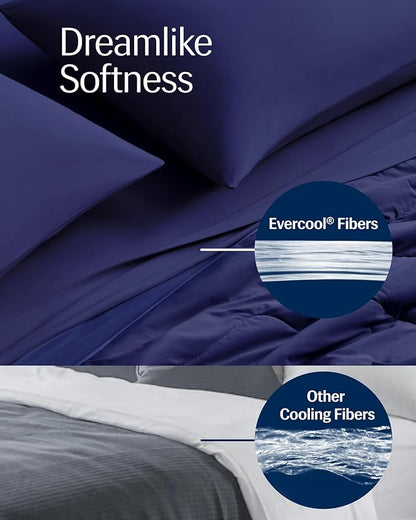 REST® Evercool® Cooling Comforter, King/Cali King, Blanket for Hot Sleepers, All Season Bedding to Keep Cool for Night Sweats, Breathable Lightweight Duvet, 106x90 Inches, Midnight Blue