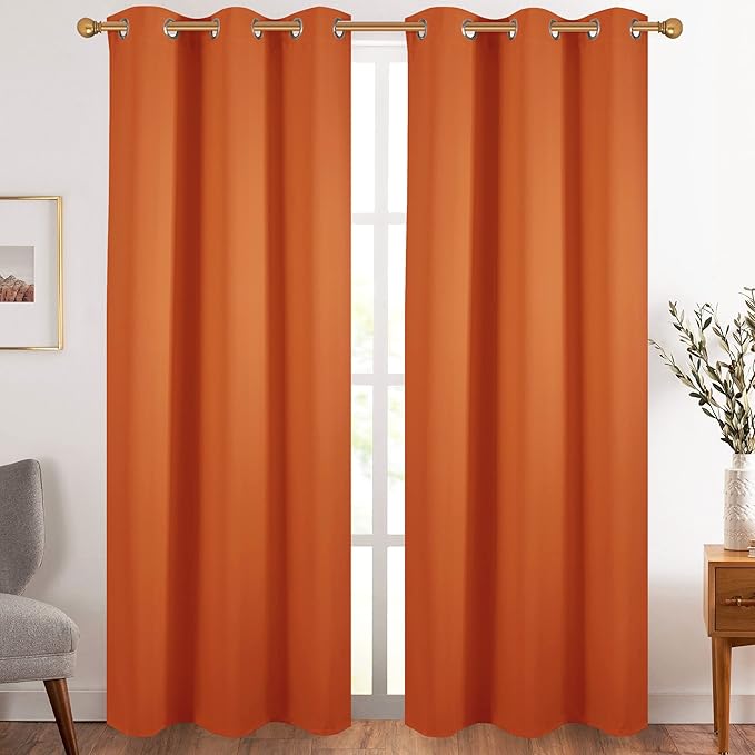 Diraysid Orange Grommet Blackout Curtains by Diraysid%2C+refresh+your+life