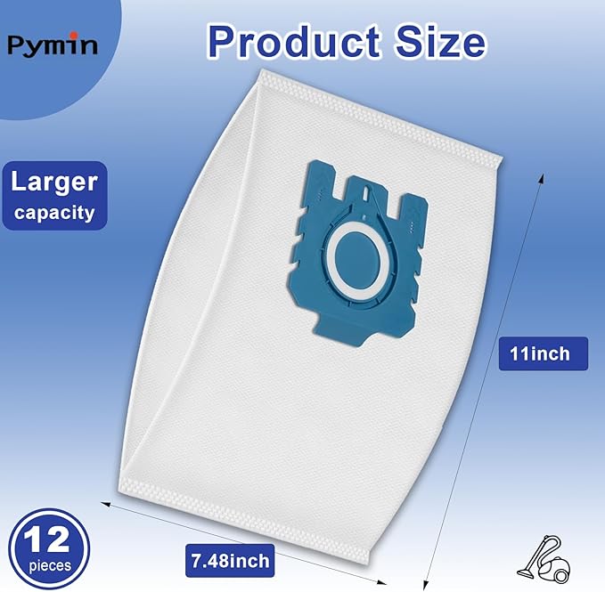 Pymin 8 Pack GN Vacuum Dust Bags Compatiable with Miele Hoover Bags,3D Efficiency GN Vacuum Bags for Classic C1,Complete C2 C3, S227 S240, S270, S400, S600, S800,S2, S5, S8 Series(8 Bags+3 Filters)