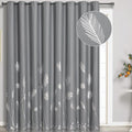 Grey Blackout Curtain for Dining Room 100W x 108L Inch Long Silver Palm Tree by ESTELARTEXTILER