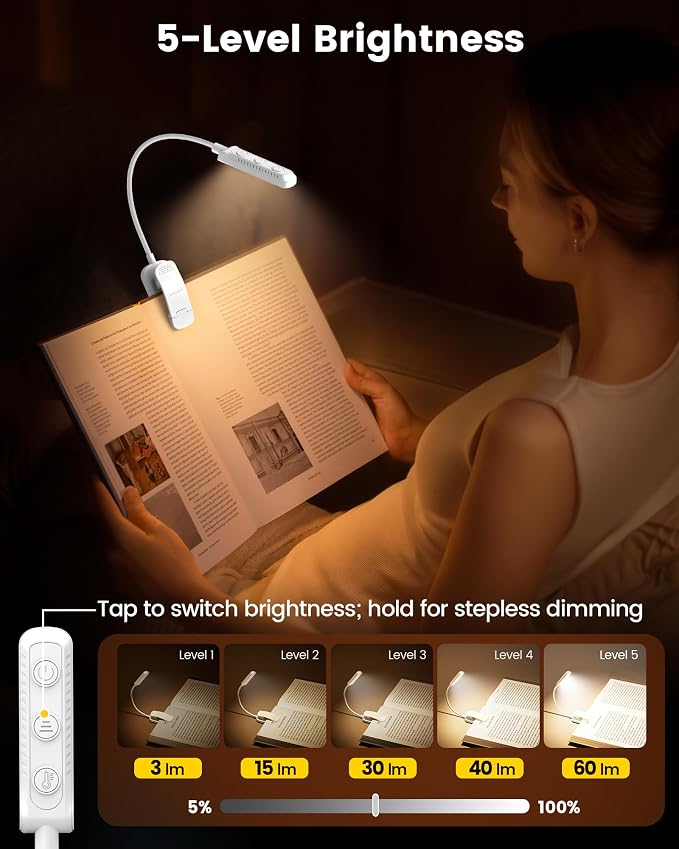 Glocusent 13 LED Book Lights for Reading at Night, Gifts for Book Lovers | - Image 3