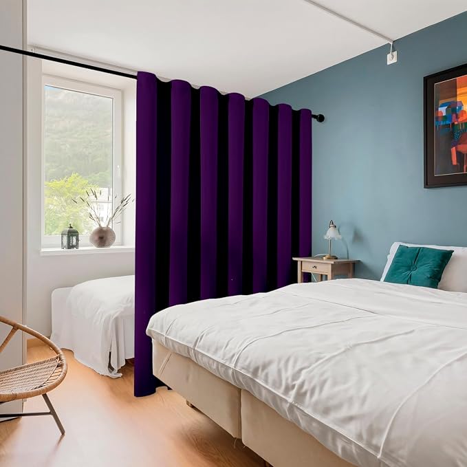 ChrisDowa Room Divider Curtain 96 Inch Length Sliding Door Curtain, 1 Panel | - Image 2
