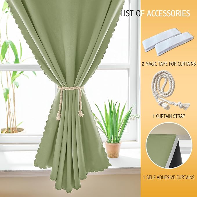 JILRON Adhesive Curtain 100% Blackout No-Drill Easy Install - Image 4