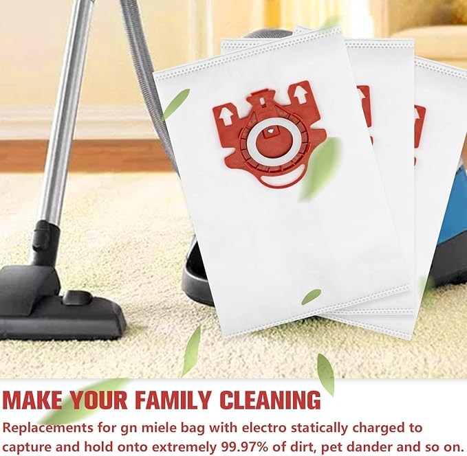 3D Airclean Dust Bags Replacement for Mie.le FJM Compact C2 Compact C1 Complete C1 S241 S290 S300i S500 S700 S4 S6 Series (Pack of 20) with 5 Motor Protection Filters 5 Air.Clean Filters