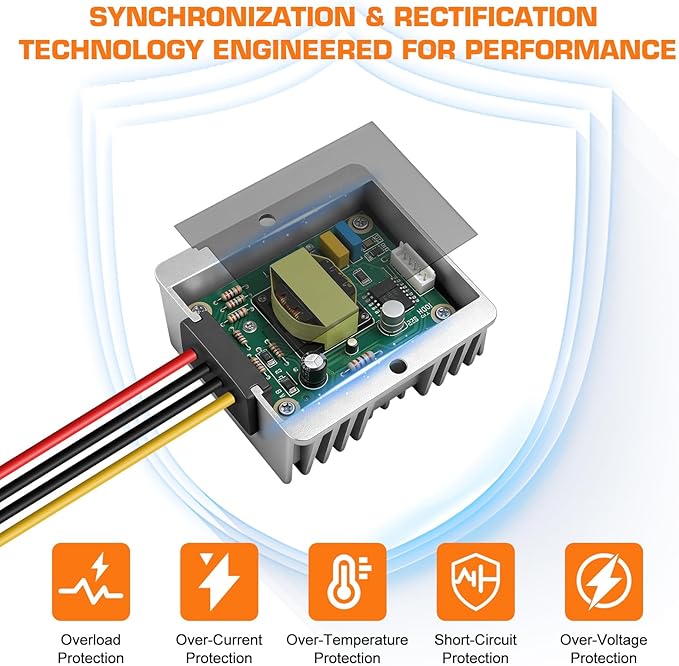 36V 48V to 12V Converter 20A 240W Waterproof DC-DC Step Down Voltage Regulator Reducer with Fuse, Buck Power Supply Transformer for Golf Cart, Forklift, Car