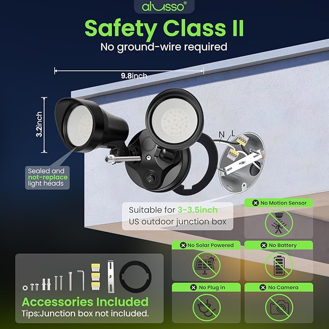 ALUSSO Dusk to Dawn Outdoor Lighting, 25W 2000LM Dusk Till Dawn Outdoor Light, 3000K/4000K/6000K 3CCT IP65 Security Lights ETL Listed Dusk to Dawn Hardwired for House Garage Yard Walkway Black 1 Pack