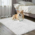 Small Shag Area Rug for Bedroom, 2x3 White Soft Plush Carpet | Non-Slip Floor by Junhejiamei