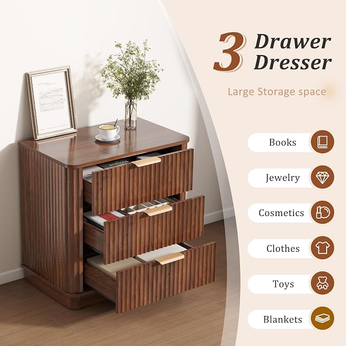 LYNCOHOME 23" Wide Fluted Nightstand - Image 3