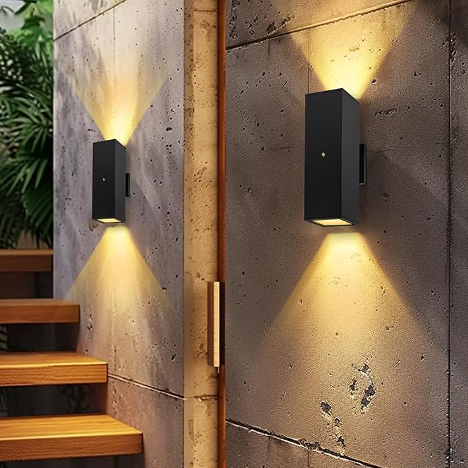 MZLITI Modern Outdoor Wall Light Dusk to Dawn 2 Pack, Waterproof Matte Black Porch Lights, 2700K LED Outdoor Sconce Lights for House, Garage, Patio, Front Door