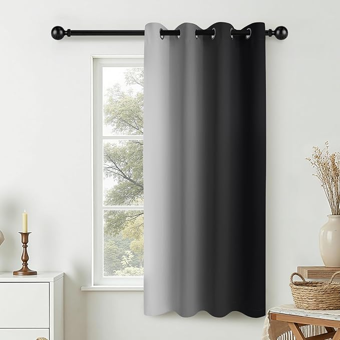 COSVIYA Curtains & Drapes Ombre Black Gradient Drape 63 inch Long 1 Panel by COSVIYA