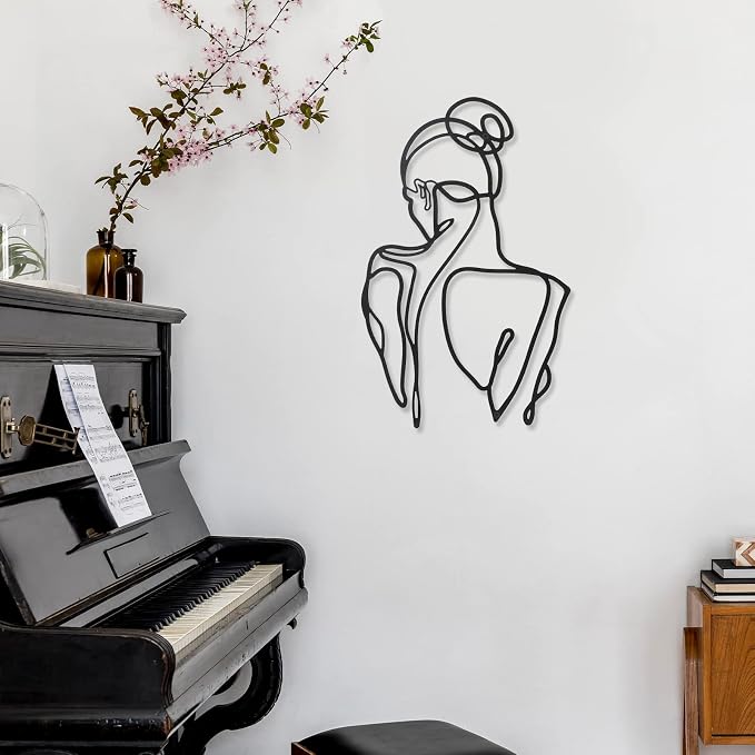 Photect 3 Pcs Metal Wall Art Decor Minimalist Abstract Woman Wall Art Metal - Image 4