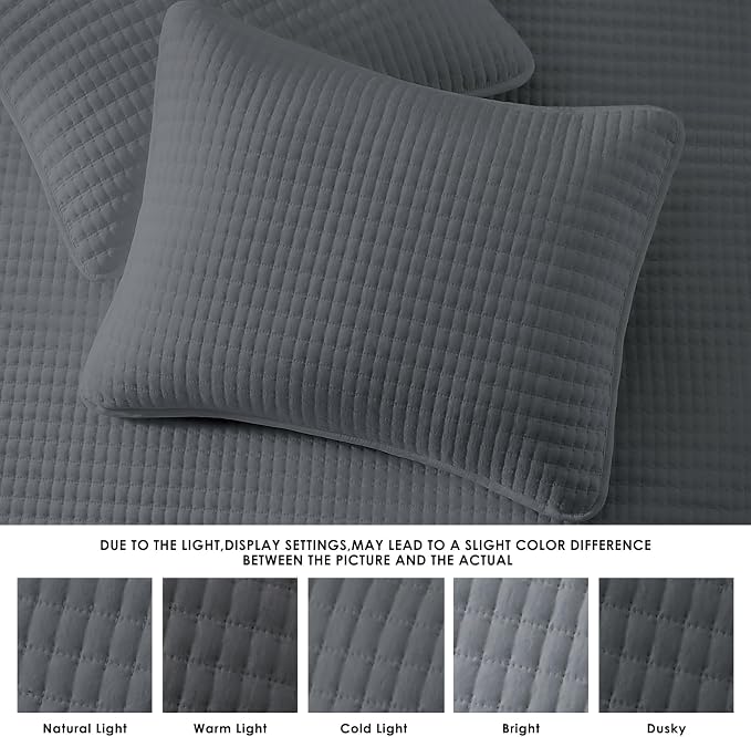 King Size Quilt-Lightweight Bedspreads Grey King Quilt Bedding Set | Soft - Image 6