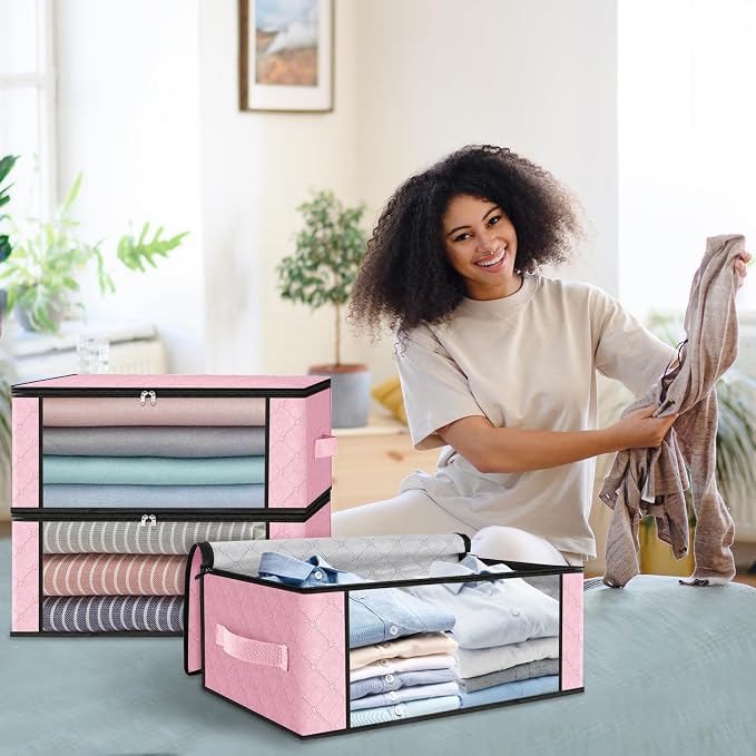 HomeHacks 3-Pack Clothes Organizer Storage Bags, 35L Storage Bins, Reinforced - Image 7