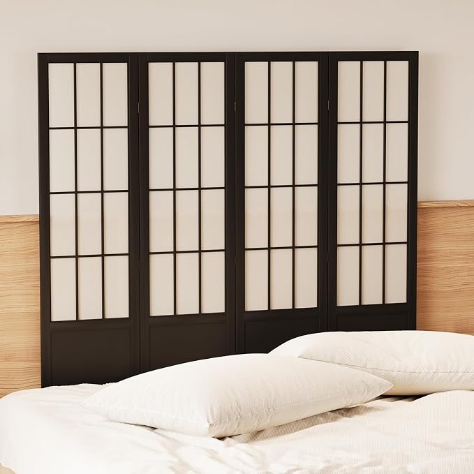 Room Divider, 66.9Inch Tall Japanese Shoji Style Folding Wood Screen - Image 3