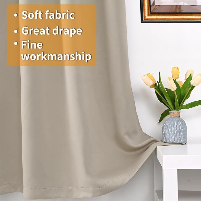 YoungsTex Camel 100% Blackout Curtains 63 Inches Length - Image 5