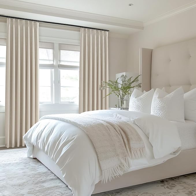 Extra Long Beige Curtains for Living Room Blackout 108 Inches Insulating Sound - Image 6