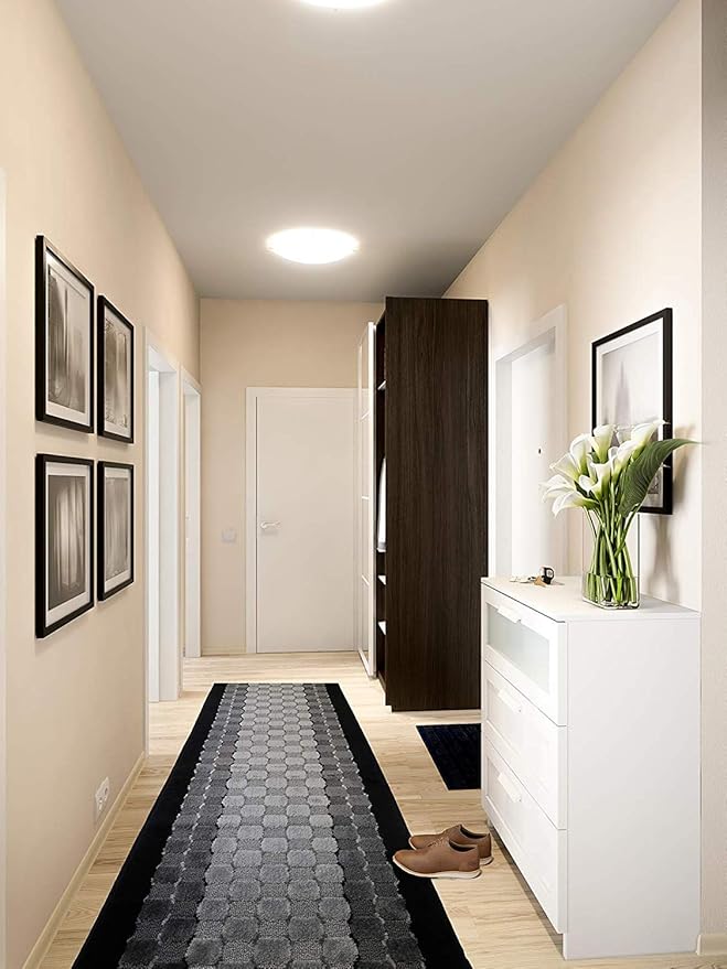 Custom Length Hallway Runner Rug,Slip Resistant,Checkered Black, 26 Inch X 34 feet, Sold and Priced Per Foot