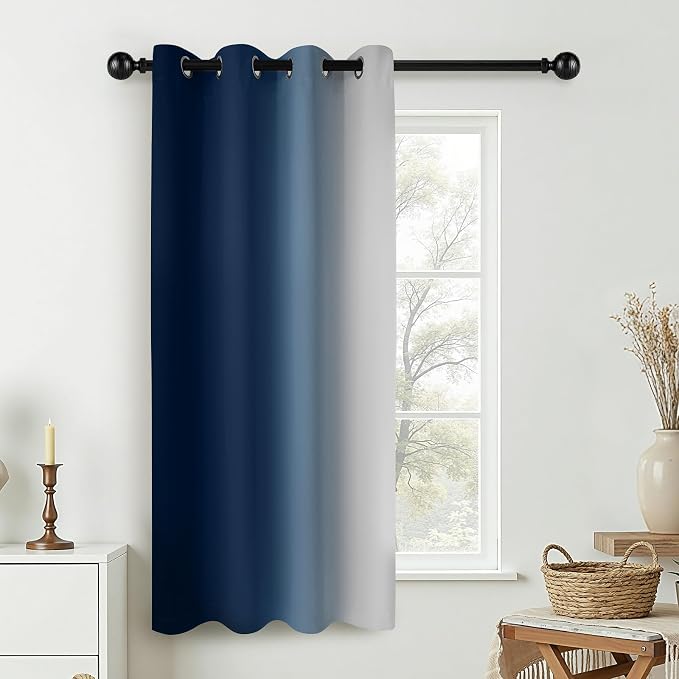COSVIYA Curtains & Drapes Ombre Blue Gradient Drape 63 inch Long 1 Panel - Image 6