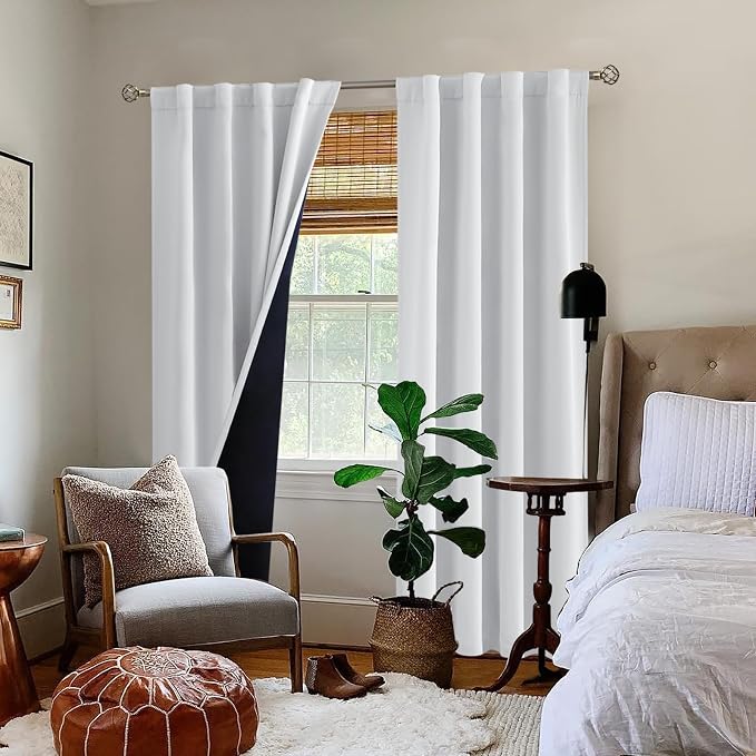 BGment Greyish White 100% Blackout Curtains - Image 9